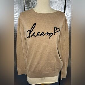 LOFT Tan Dream Cotton Sweater with Black Script